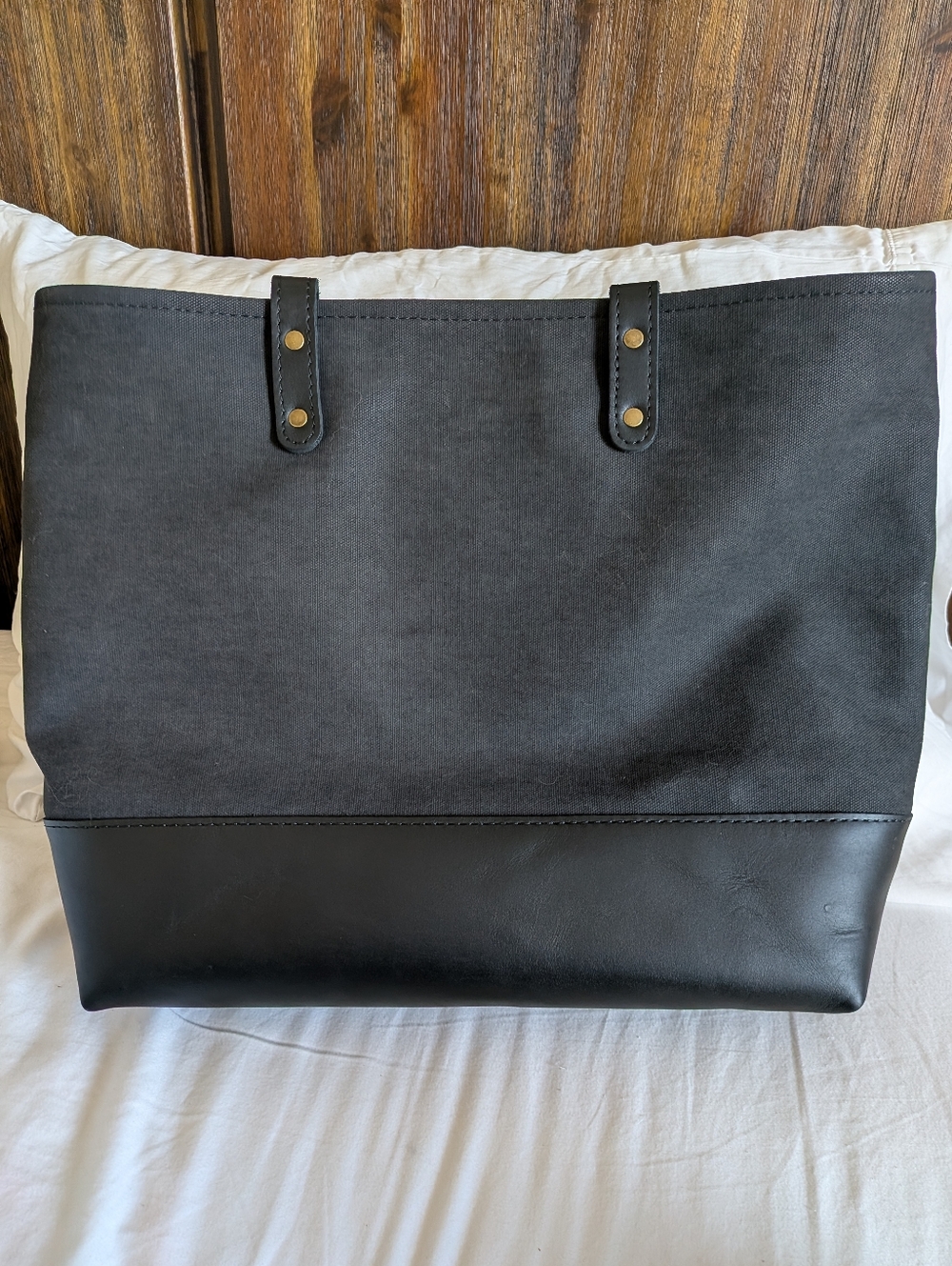 Portland Leather Big Big Canvas Tote Noir - Picture 2 of 4
